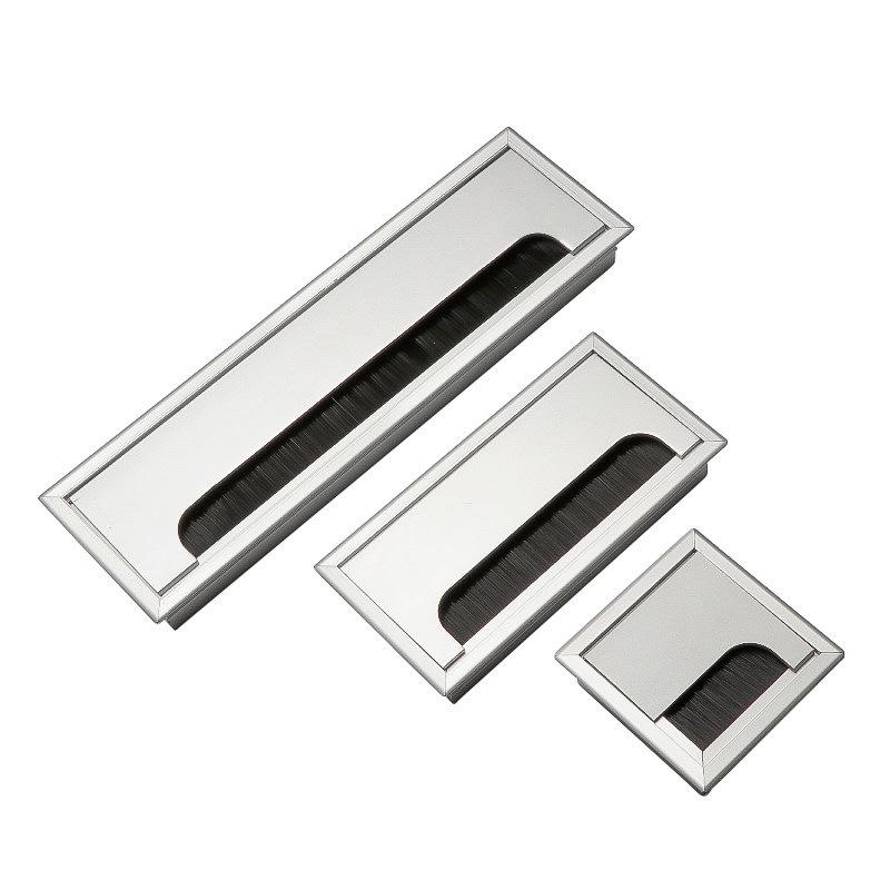 Aluminum Alloy Cable Entry Box with Brush Strip - Desktop Wire Management Cover