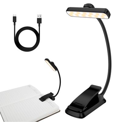 LED Rechargeable Reading Book Lamp 360° Flexible Folding Clip On Book Light 5 Color Temperature Mini Protable LED Camping Lamp