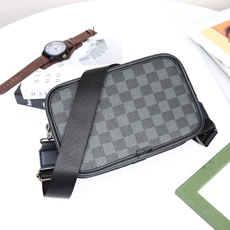 Plaid Fashionable Shoulder Bag Street Korean Men s Cross-body Outdoor Commuting Small