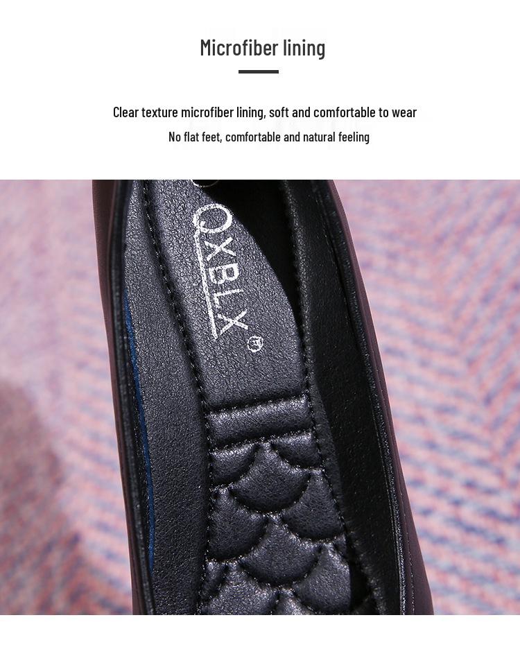 Women's 2026 New Style Black Leather Loafers - Soft Sole, Comfortable, Low-Cut Chunky Heel, Square Toe, Spring/Autumn.
