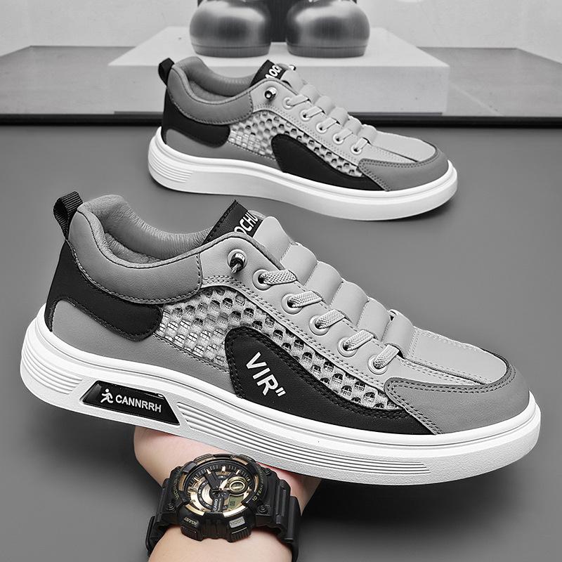Men's shoes new breathable mesh shoes hollow canvas shoes men's trend versatile sports and leisure board shoes white shoes