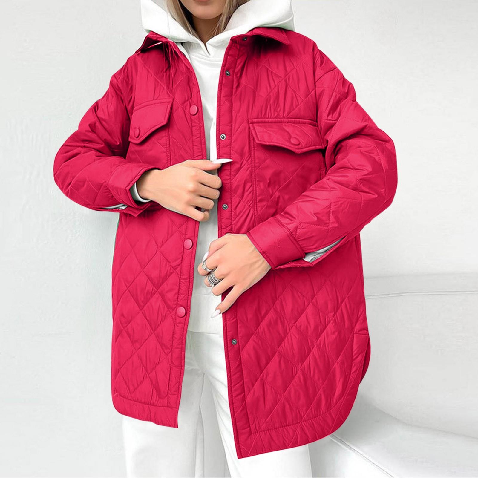 

Женская однотонная хлопковая верхняя одежда с длинными рукавами и ромбами на пуговицах, пальто-бомбер XL красный