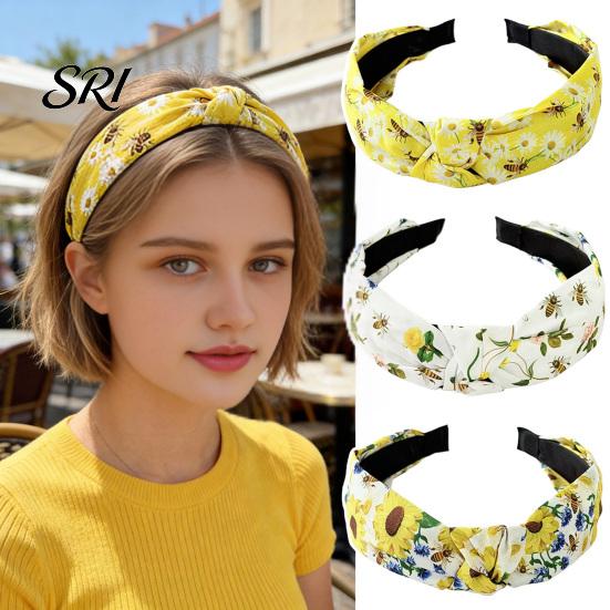 Women Wide Headband Hairband Flower Printed Knotted Cloth Head Band Fashion Adjustable Knot Hairbands Non Slip Hair Accessories for and Girls