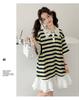 Girls' dress summer 2026 new children's striped summer dress, mid size children's half skirt, girls' T-shirt dress trend