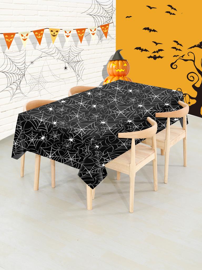 6PCS Holiday Disposable Halloween Tablecloth Halloween Themed Pumpkin Tablecloth Party Atmosphere Decoration Durable Supplies