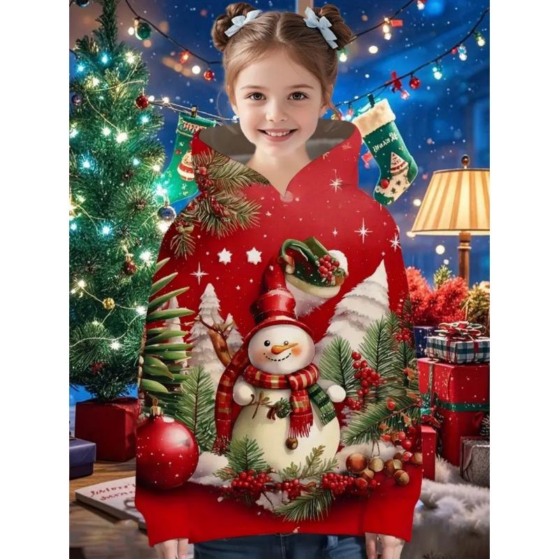 

Christmas Girl Clothes Cute Santa Claus 3D Print Fashion Hoodies Fashion Holiday Kids Tops Loose Comfortable Children s Clothing 150