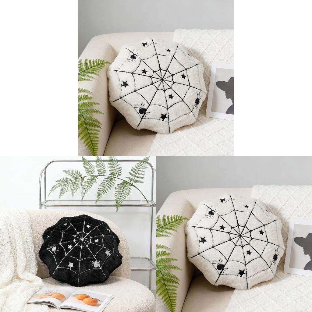 Spider Web Halloween Bar Theme Plush Pillow With Embroidered Animal Pattern For Home Decor