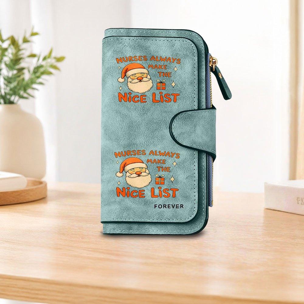 Santa Claus nurse long zipper wallet, large-capacity card holder, unisex clutch bag, stylish zippered coin purse, suitable for daily use, a great
