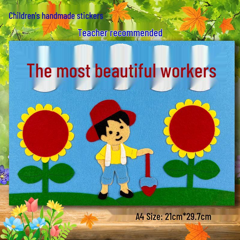 May Day Kids DIY Craft Kit: Non-woven Fabric Art Stickers