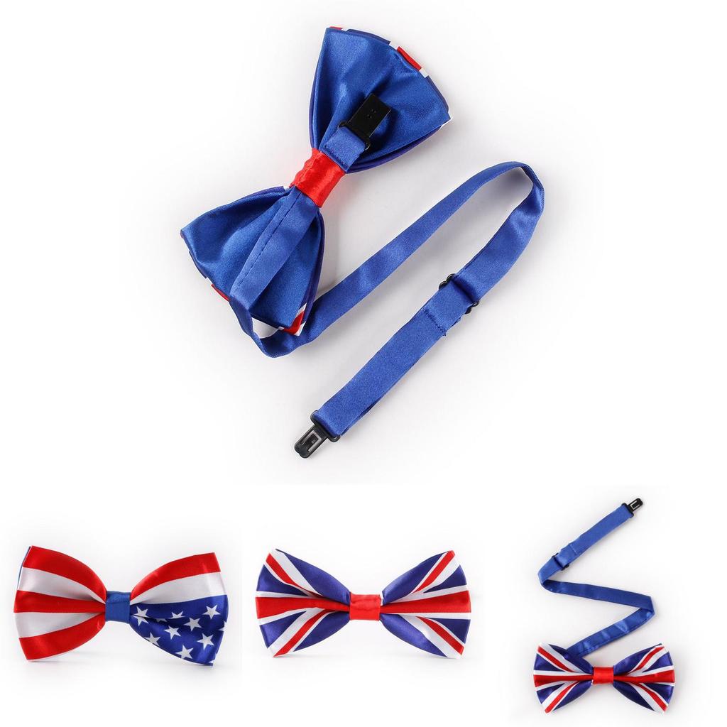 Stylish Union Jack Usa Flag Silk Bow Tie For Fancy Dress Costumes