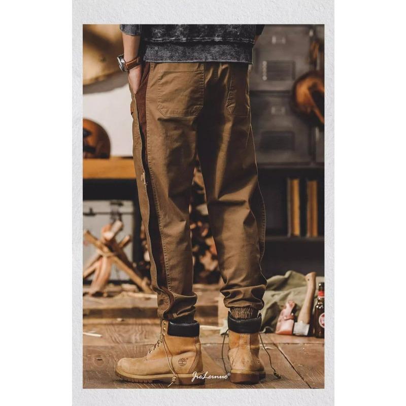 American Retro Workwear Men Thickened Velvet Autumn Winter Loose Leggings Versatile Outdoor Casual Trousers