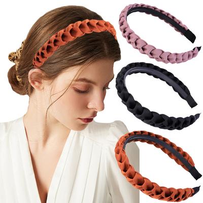 Fascia per capelli intrecciata per donne e ragazze, elastica, antiscivolo, alla moda, con cerchietto per capelli, accessori per capelli con castone femminile, copricapo