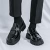 Fashion Slip On Thick Soled Men's Leather Shoes Fashion Casual Style Office and Leisure Work Outdoor Trendy Shoes 38-46 Black White