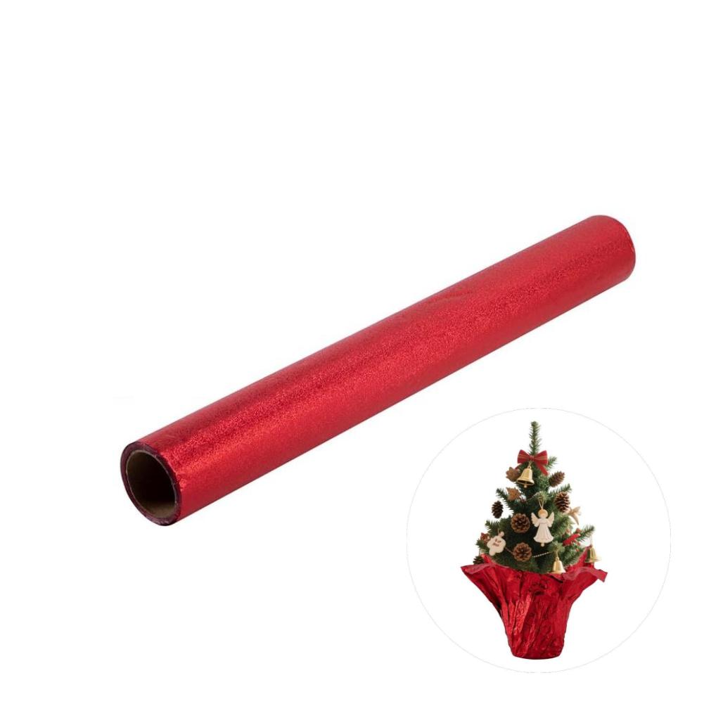 

1PC Christmas Flower Pot Wrapping Paper 50*5*5CM Floral Foil Wrapping Paper For Christmas Flower Pot DIY Decoration 10 Yards червоний