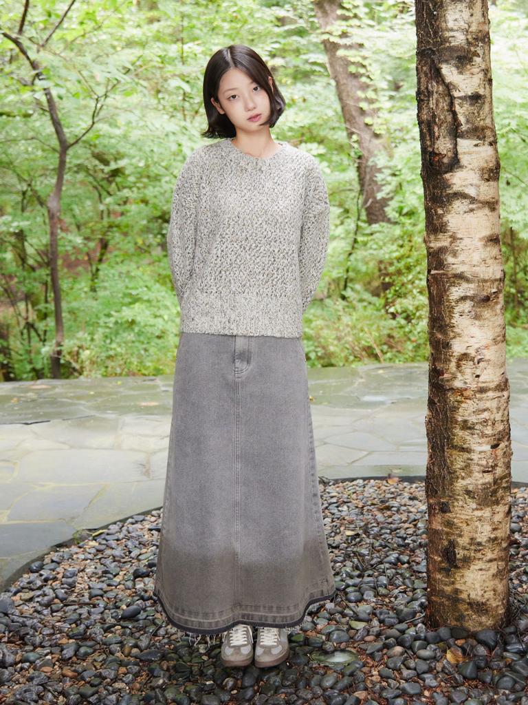 AYIHOLIC CASHMERE Deep-Dyed Vintage Long Skirt