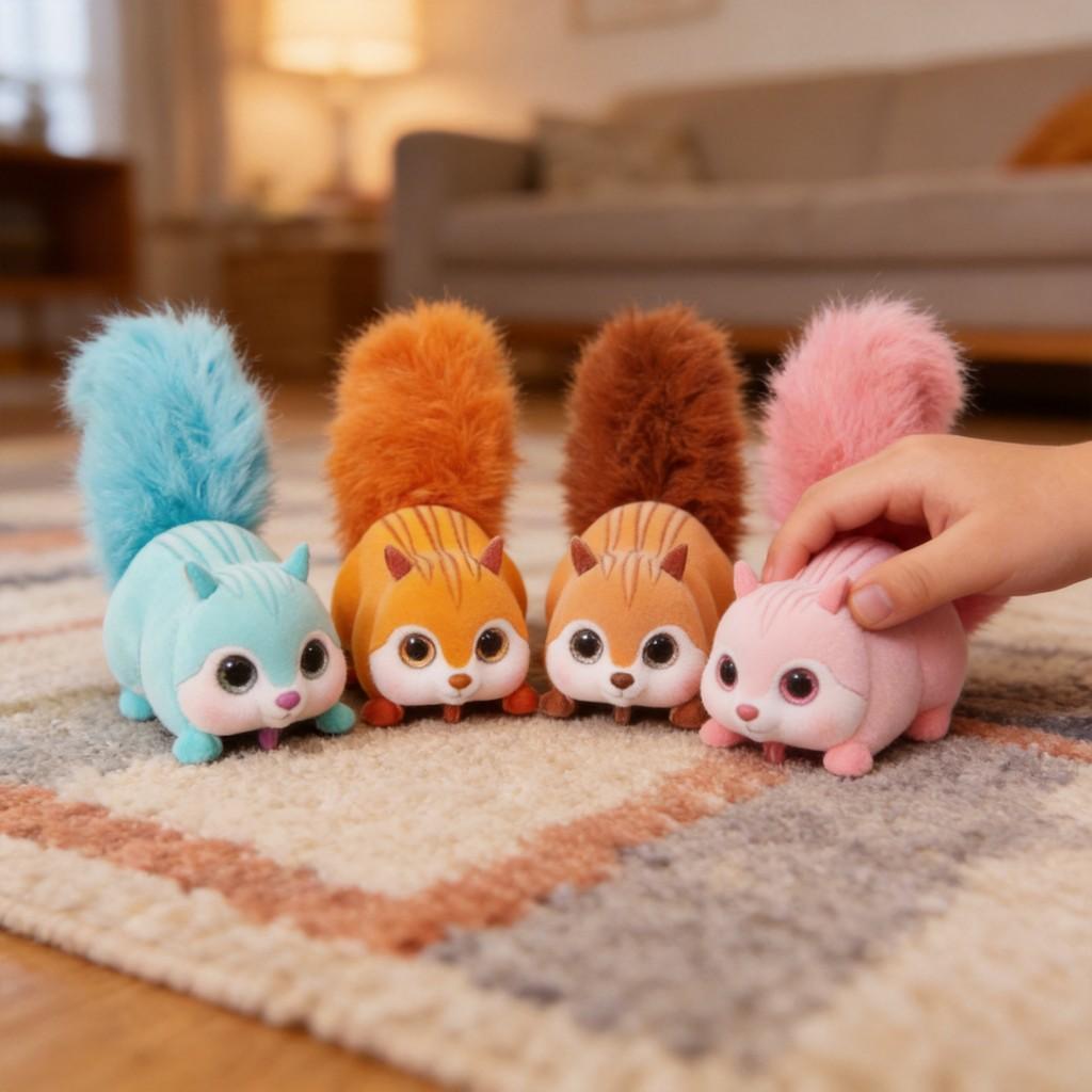 Plüsch-Eichhörnchen-Spielzeug mit Geräusch für Kinder und Familie