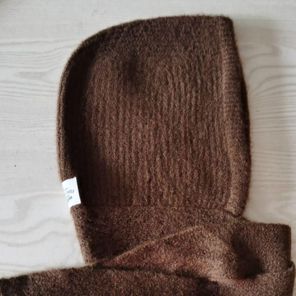 Knitted Korean Ins Hood Scarf Thicken Warm Ear Protection Hat Pullover Cap  Autumn and Winter