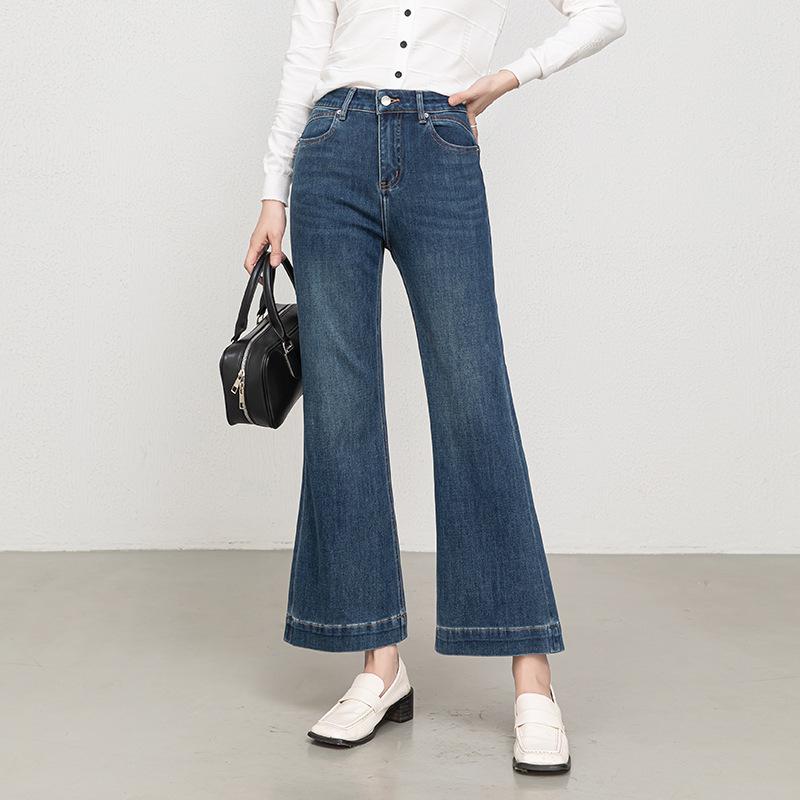 

Spring 2026 High-Waisted Wide-Leg Denim Flare Pants for Women 26