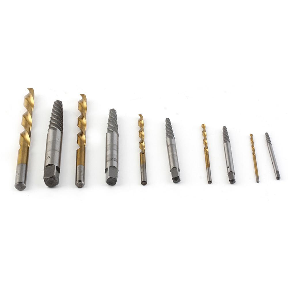 Screw Remover Set Loose Screw Bolt Extractor Woodworking Machinery Maintenance Tool with Iron Box 10PCS/Set
