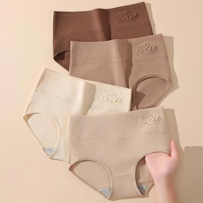 4 יחידות מותן גבוה כותנה תחתוני נשים תחתוני תחתונים לנשימה תחתונים לנשימה מוצק תחתוני הרזיה לנשים