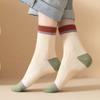 5 Pairs Korean Harajuku Style Retro Striped Socks Cotton Mid-tube Women's Socks
