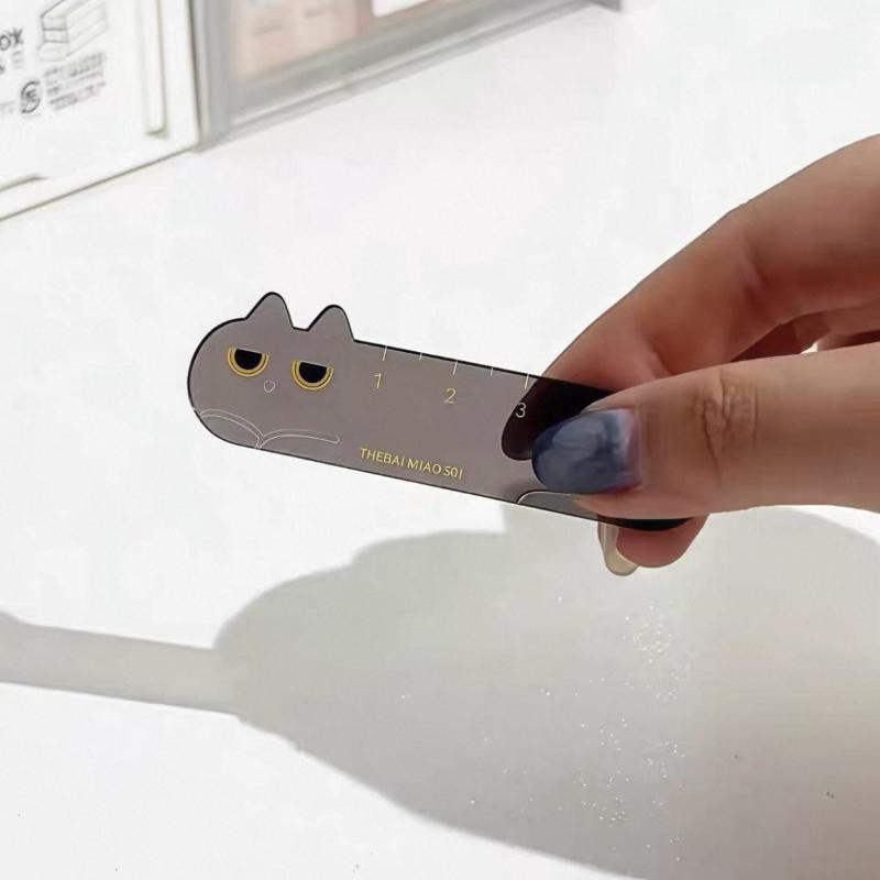 1Pcs Cute Kitten Straight Ruler Acrylic Keychain Cartoon Adorable Bag Accessory Car Interior Gift Stationery Decoration