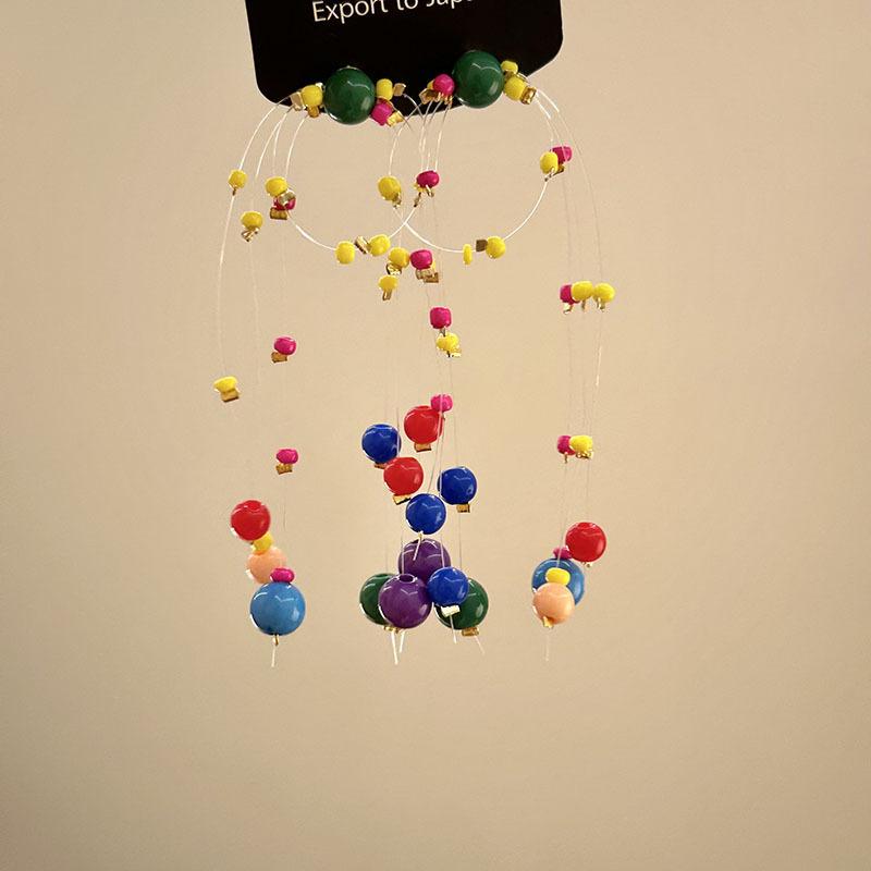 Color summer gorgeous fireworks earrings girl heart dopamine personality contrasting color fun stud earrings long beaded earrings