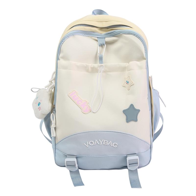 Contrast Color Campus Backpack Junior High School Student Schoolbag Women's Lightweight Large Capacity Backpack