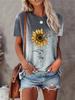 Dandelion Print Women's O-neck T-shirt Urban Street Fashion Women's Loose T-shirt Everyday Casual Elegant Short-sleeved Top