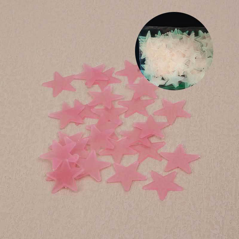 Luminous Star Wall and Window Stickers - Fluorescent 5-Point Stars with 3D Fridge Magnets