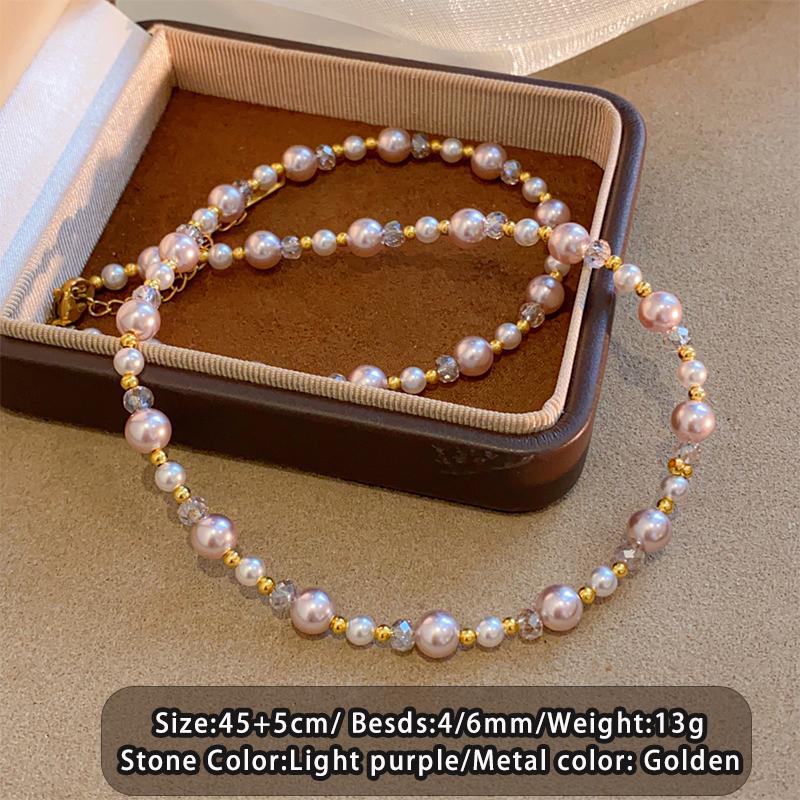 

Light luxury Manta rose purple Imitation Pearl Beads Necklace For 2026 Women s Sexy Collarbone Chain Trendy Jewelry Accessories