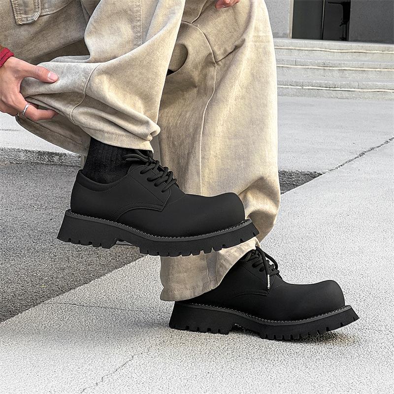 Derby shoes men's trendy shoes British style heightening round head leather shoes high sense big head Mickey shoes 91019-J