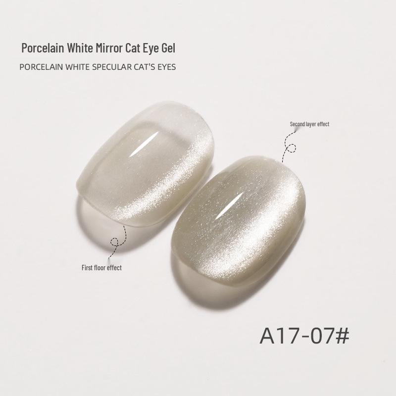Universal Crystal Cat Eye UV/LED Nail Gel 2024 - Porcelain White Mirror Finish Manicure Set