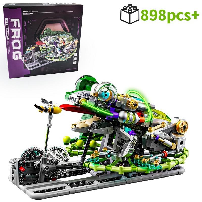 Wucifang Bags Unisex Kids Mechanical Frog Stem Building Blocks Toy 898Pcs Jumping Robot With Movable Legs Educational Gift For Kids
