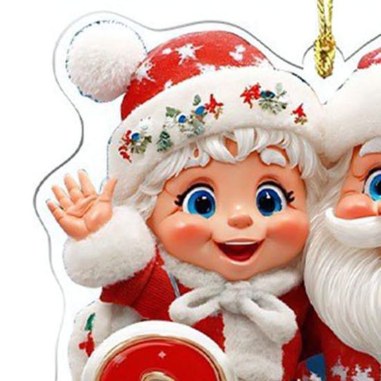 Christmas Ornament Cartoon Santa Claus Snowman Reindeer 2D Acrylic Christmas