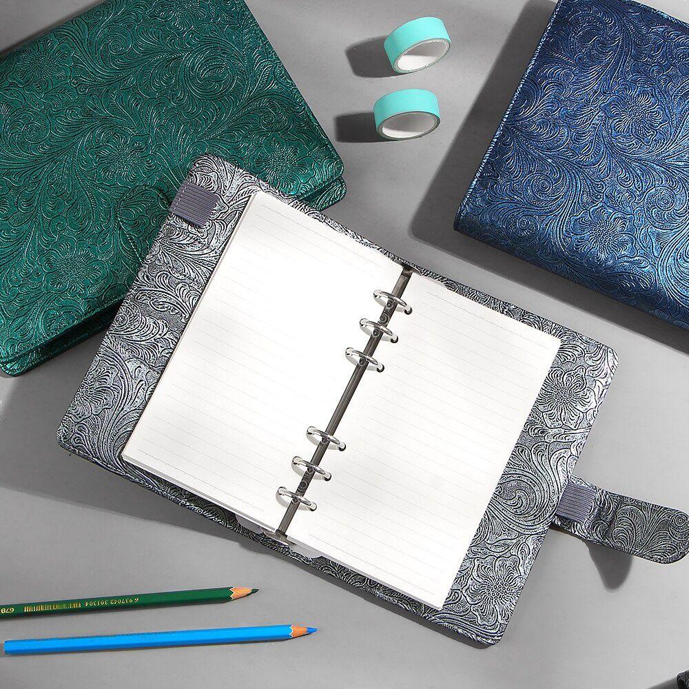 Loose Leaf Page Rings Magnetic Buckle Leather Binder Binder Pockets Paper Holder Notebook Cover
