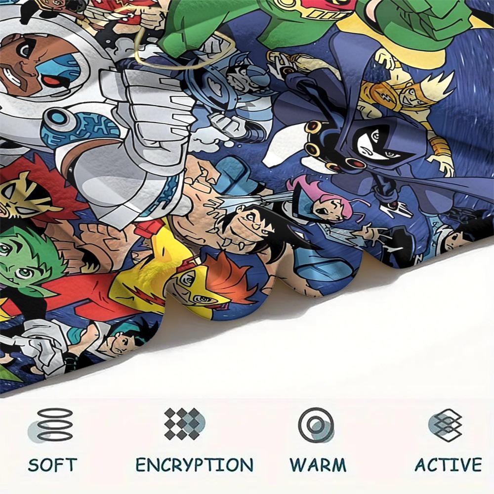 1PC Teen Titans Print FlAannel Blanket, High quality Comfortable for All Seasons, Home Decor, Warmth and Comfort