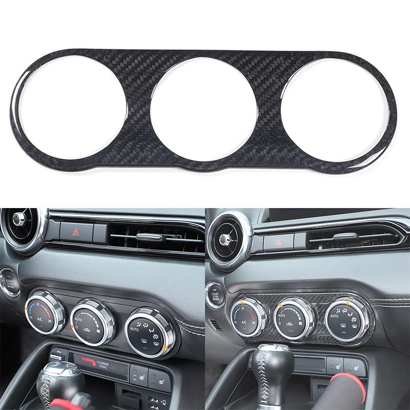 For Mazda MX-5 MX5 2016-2023 Real Carbon Fiber Car Center Console Air Conditioner Adjuster Panel Frame Trim Sticker Accessories