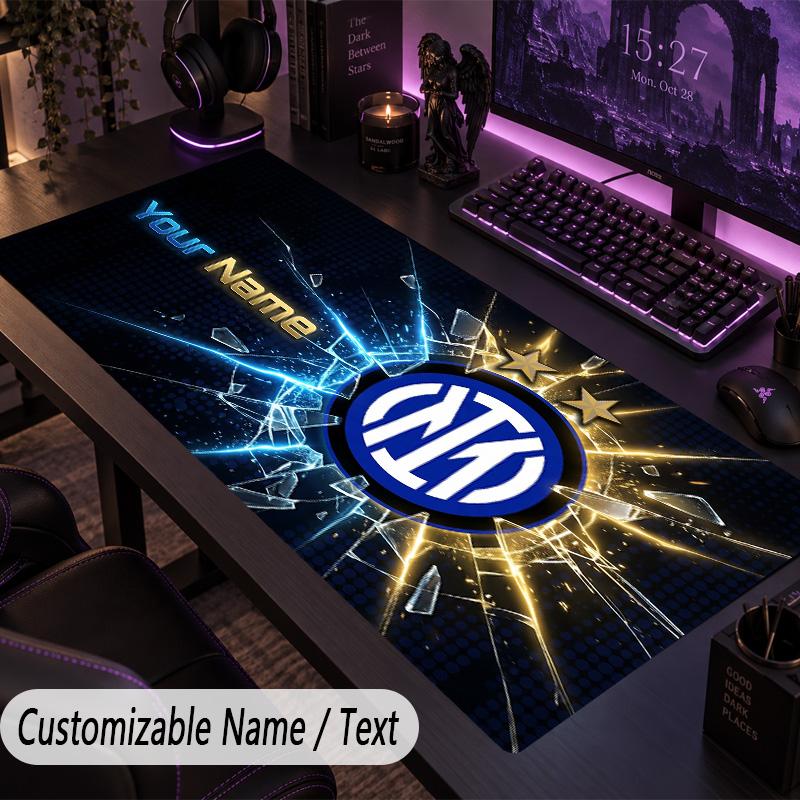 Large Mouse PadInter Milan Custom Name Text Personalized Desk Mat Non Slip Gaming Pad