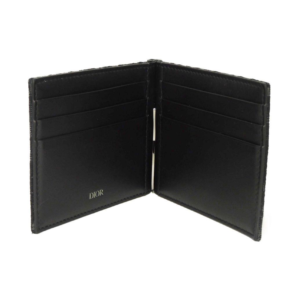 Used 10656 Oblique Jacquard Money Clip Wallet 2ESBH069YSE_H03E 7941 Current Card Case Logo Metal Black Men's from Japan