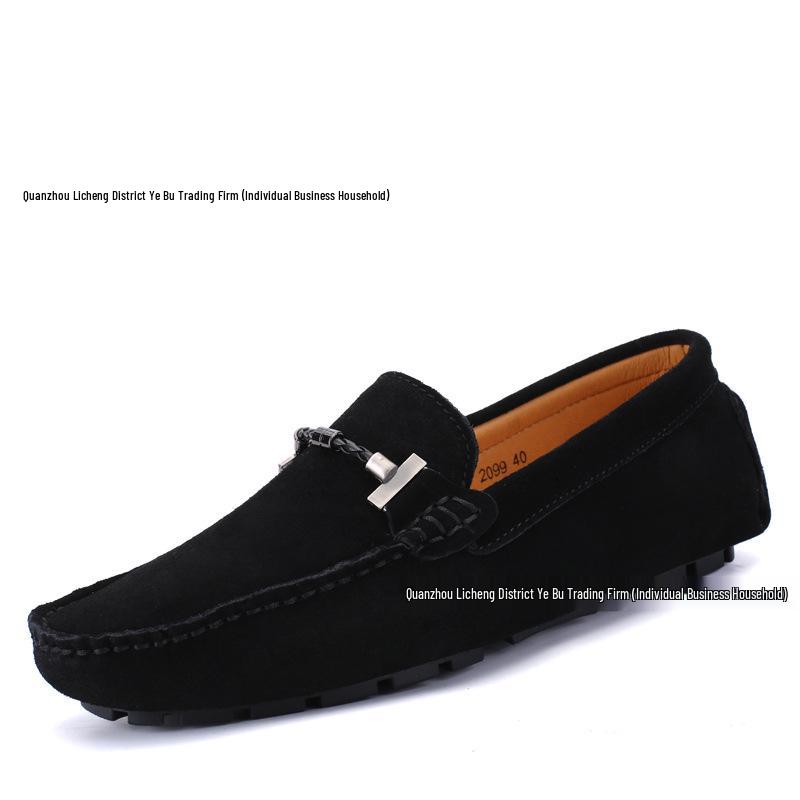 Men's Large Slip-on Cowhide Loafers - Lightweight Matte Leather Office Shoes