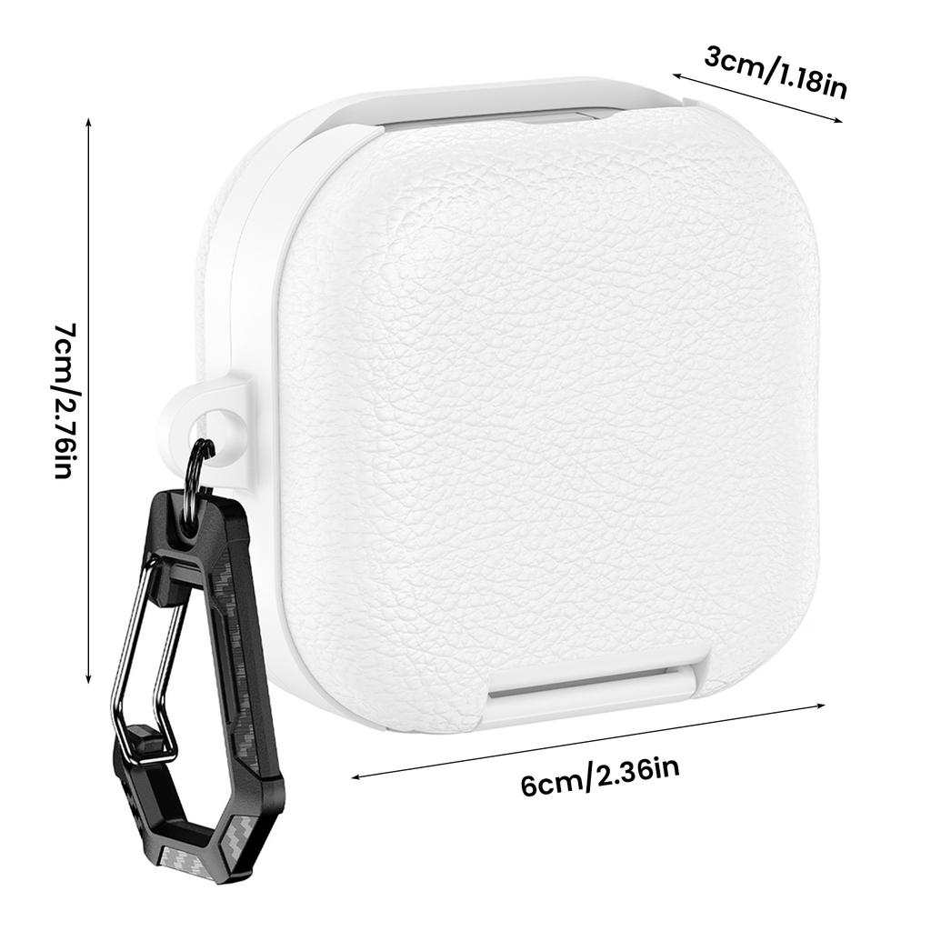 2Pcs PU Leather Protective Case for Galaxy Buds4/4Pro Full Protection Skin Shell Shockproof Anti‑Drop Earbuds Cover W/ Carabiner
