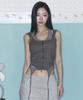 Peullijeunopallou Lua Garter Lace Halter Sleeveless Top (Charcoal)