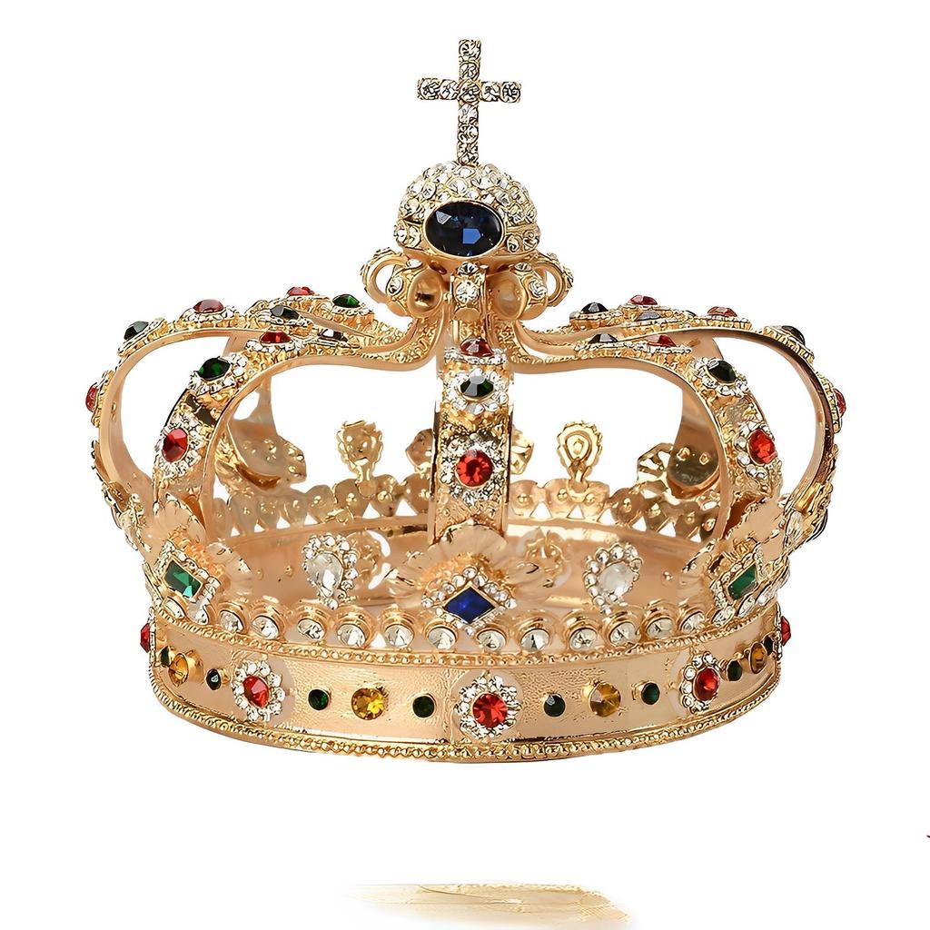 Tiaras et Couronnes en Cristal Royal Diadème Headpiece Reine Roi pour Hommes Femmes Ornements de Cheveux Pageant Pom Bijoux de Cheveux Accessoires