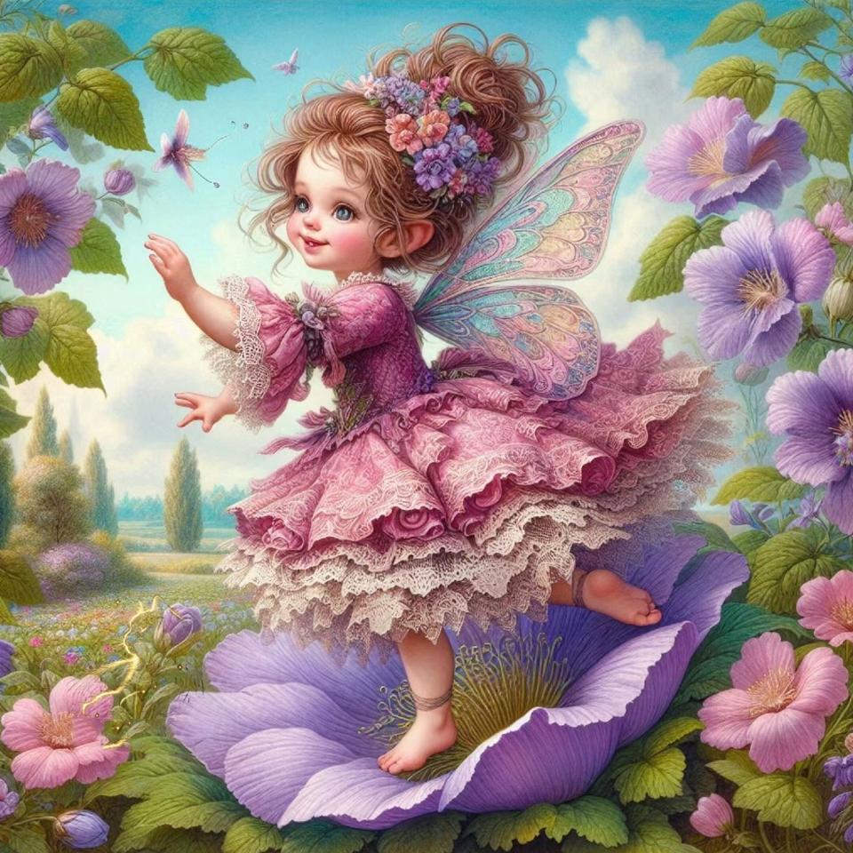 Diy Full Round Square Mosaic Art Cartoon Elf Diamond Painting Set New Product Arrived Flower Elf Girl Embroidery Decoration