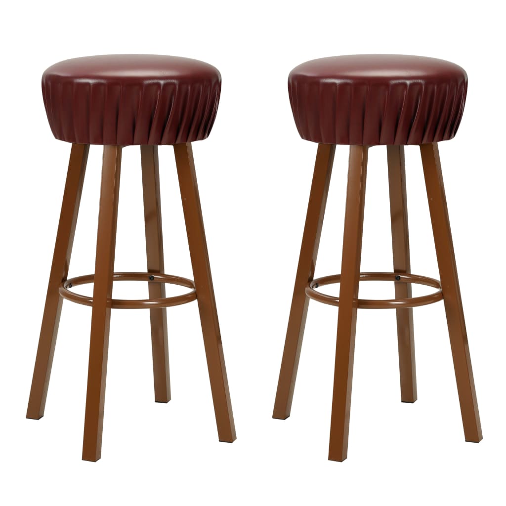 Barhocker Set 2 Stück Braun Kunstleder