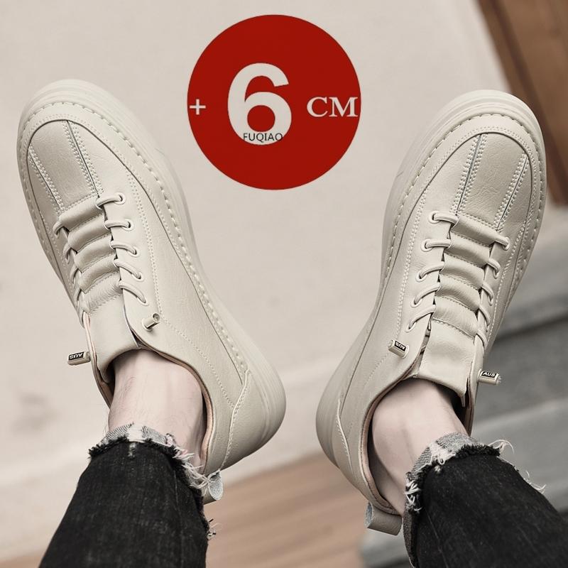 Scarpe casual da uomo con rialzo interno 6 cm, tomaia in vera pelle, traspiranti, comode, sneakers che aumentano l'altezza