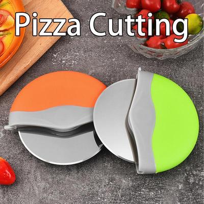 Stainless Steel Round Wheel Cutting Knife for Pizza with Lid Roller Dough Slicer Cutter Pastry Kitchen Baking Accessories Tools