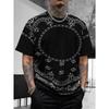 Bohemian Bandana Patterned Short - Sleeve Tops Summer Round Neck 3D Print Fashionable Casual Men's T-shirts