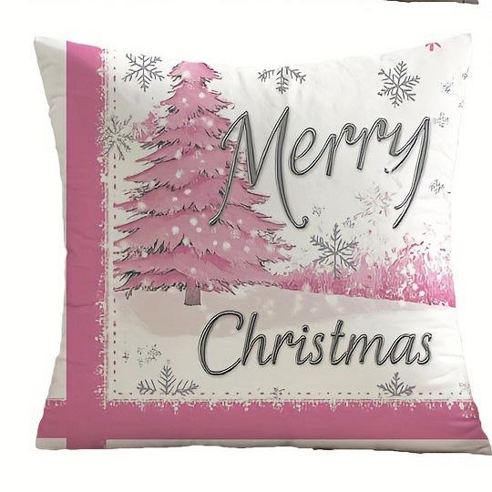 Pink Christmas Pillowcases: Let It Snow & Merry Christmas Decor! sofas, bedroom pillow covers, holiday gifts 18x18Inch